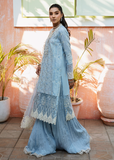 MOK Rang e Noor Embroidered Grip 3Pc Suit Sumbul - Sky Blue