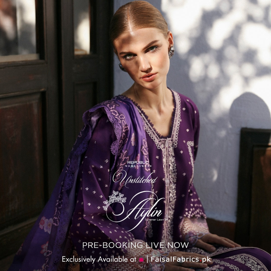 Aylin By Republic WomensWear Embroidered Lawn Suits Unstitched 3 Piece RW24A D5-B - Summer Collection