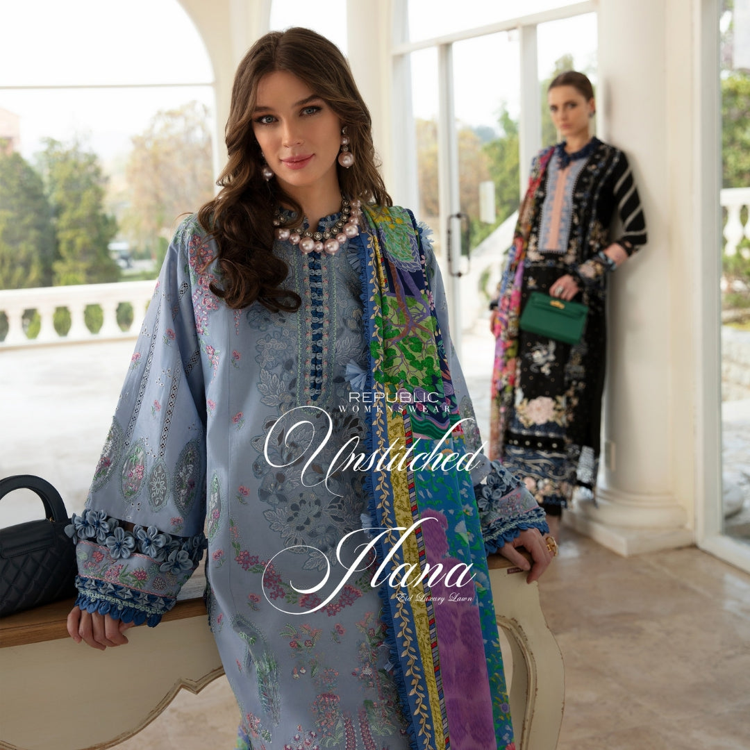Ilana by Republic Embroidered Lawn Suits Unstitched 3 Piece RW24I D-8B - Eid Collection