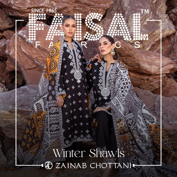 Zainab Chottani Unstitched Marina Twill With Shawl Embroidered Suits 3 Piece ZC25WS D-10 Abibi - Winter Collection