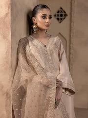 Hemstitch Embroidered Raw Silk Ready to Wear 3Pc Suit - Janan
