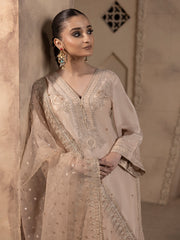 Hemstitch Embroidered Raw Silk Ready to Wear 3Pc Suit - Janan