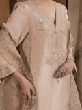 Hemstitch Embroidered Raw Silk Ready to Wear 3Pc Suit - Janan