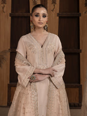 Hemstitch Embroidered Raw Silk Ready to Wear 3Pc Suit - Janan