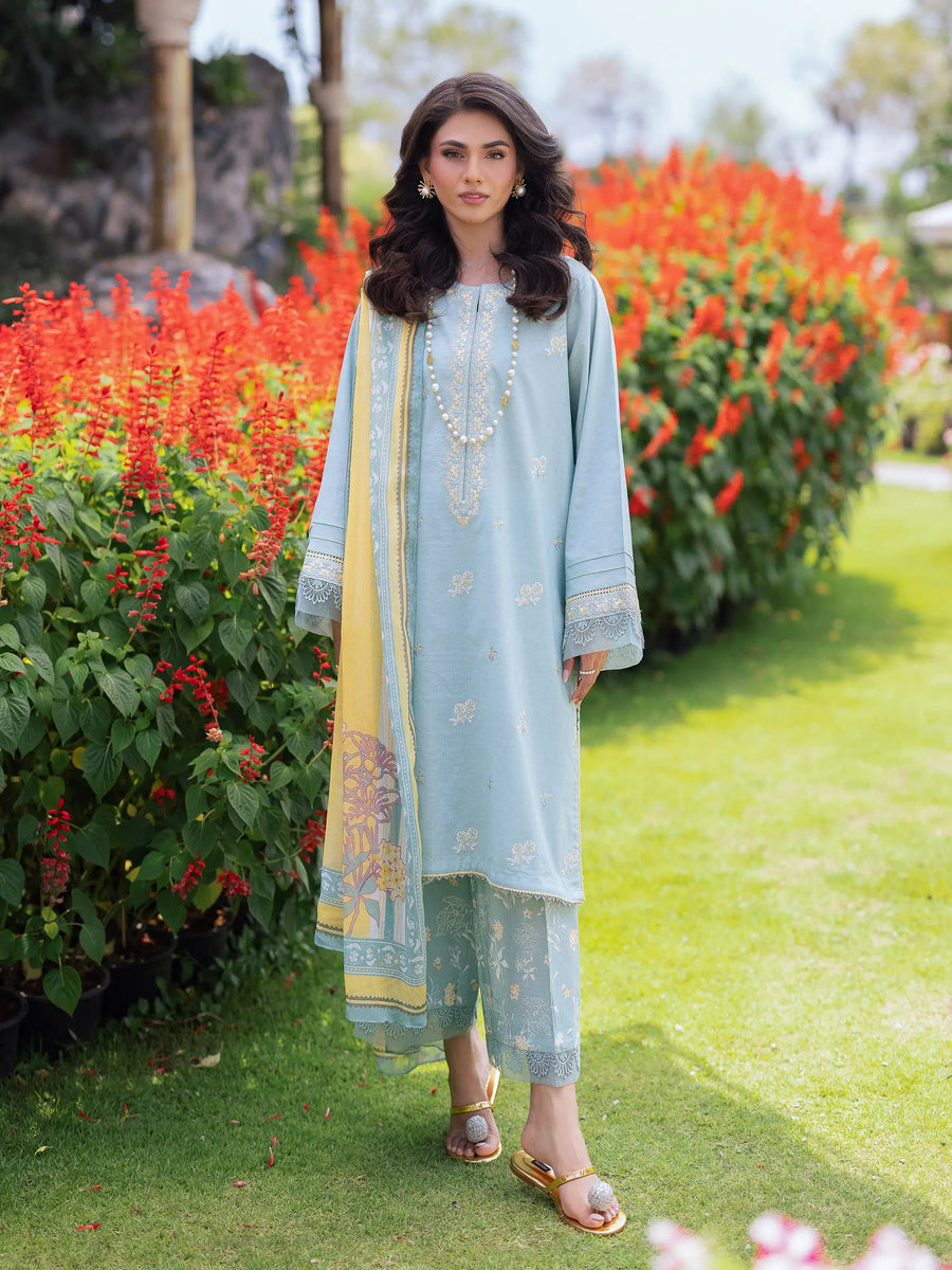 edenrobe Premium Festive Unstitched Cambric 3Pc Suit EWU5V2-31034