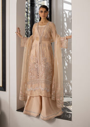 Sardinia La'More Embroidered Organza Unstitched 3Pc Suit - Peach Blossom