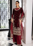 Sardinia La'More Embroidered Velvet Unstitched 3Pc Suit - Maroon Muse