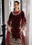 Sardinia La'More Embroidered Velvet Unstitched 3Pc Suit - Maroon Muse