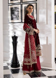 Sardinia La'More Embroidered Velvet Unstitched 3Pc Suit - Maroon Muse