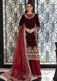 Sardinia La'More Embroidered Velvet Unstitched 3Pc Suit - Maroon Muse