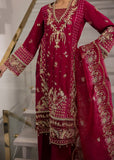 Sardinia La'More Embroidered Raw Silk Unstitched 3Pc Suit - Scarlet Dream