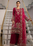 Sardinia La'More Embroidered Raw Silk Unstitched 3Pc Suit - Scarlet Dream