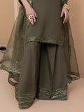 Hemstitch Embroidered Raw Silk Ready to Wear 3Pc Suit - Noor