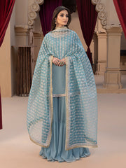 Hemstitch Embroidered Raw Silk Ready to Wear 3Pc Suit - Layla