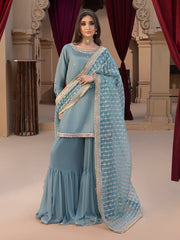 Hemstitch Embroidered Raw Silk Ready to Wear 3Pc Suit - Layla