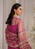 Embroidered poly net dupatta of REGALIA luxury formal dress from ELAF Evara Collection in Magenta Muse.