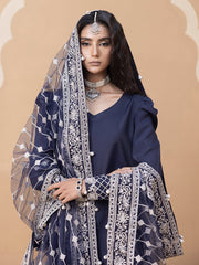 Hemstitch Embroidered Raw Silk Ready to Wear 3Pc Suit - Khayal