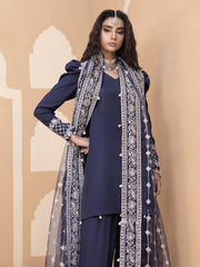 Hemstitch Embroidered Raw Silk Ready to Wear 3Pc Suit - Khayal