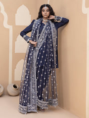 Hemstitch Embroidered Raw Silk Ready to Wear 3Pc Suit - Khayal