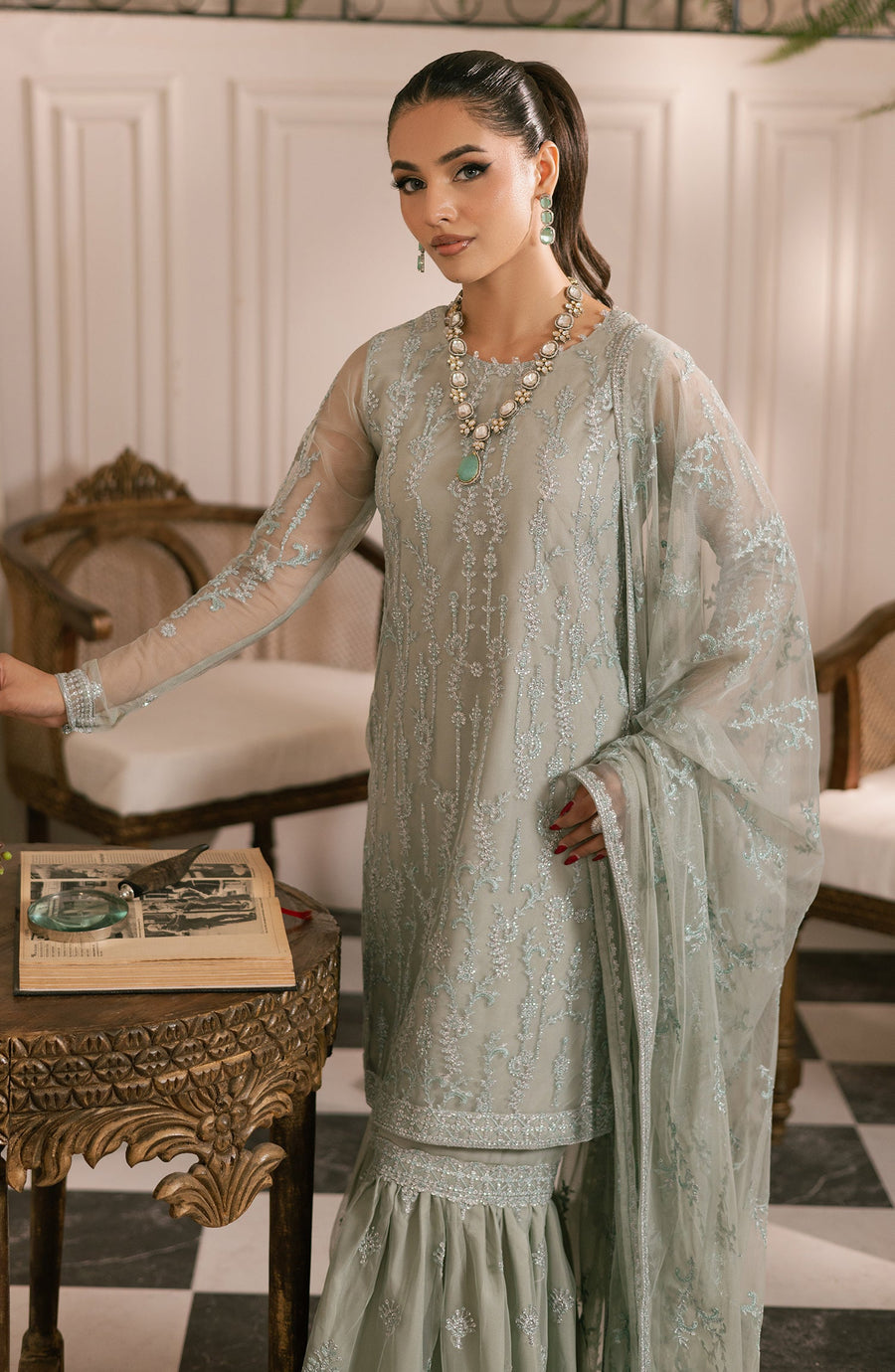 Inayat by Zarif Embroidered Net Unstitched 3Pc Suit ZRI-02 GULZAAR