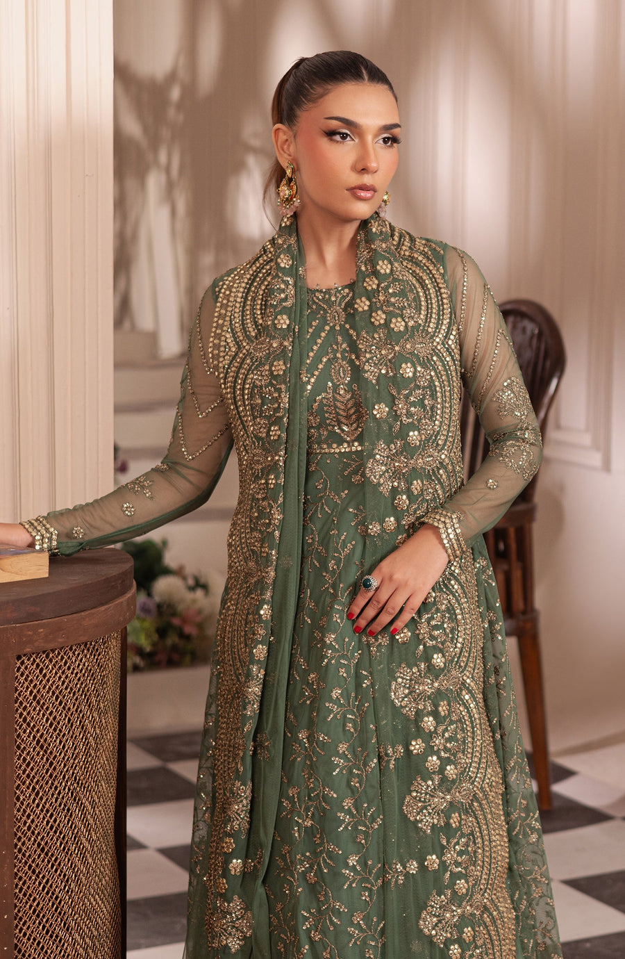 Inayat by Zarif Embroidered Net Unstitched 3Pc Suit ZRI-04 SHABAB