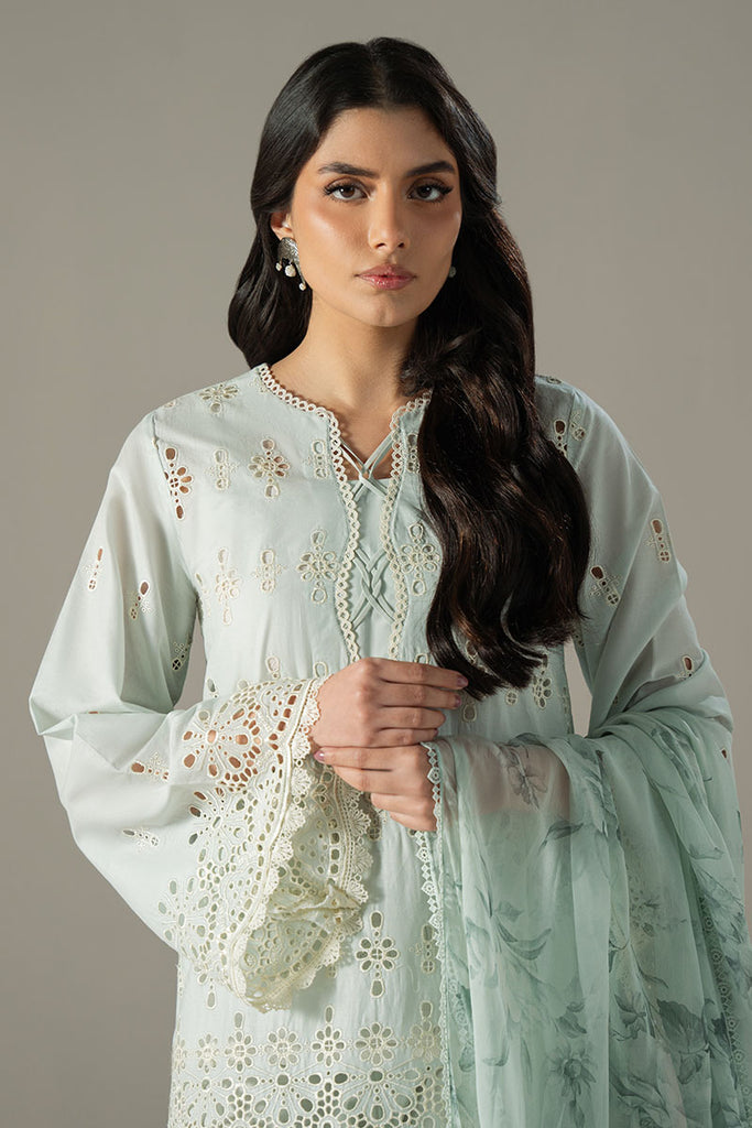 Cross Stitch Chikankari Lawn Unstitched 3Pc Suit D-01 BLUE AURA