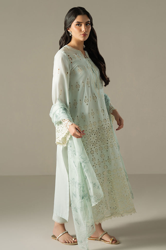 Cross Stitch Chikankari Lawn Unstitched 3Pc Suit D-01 BLUE AURA