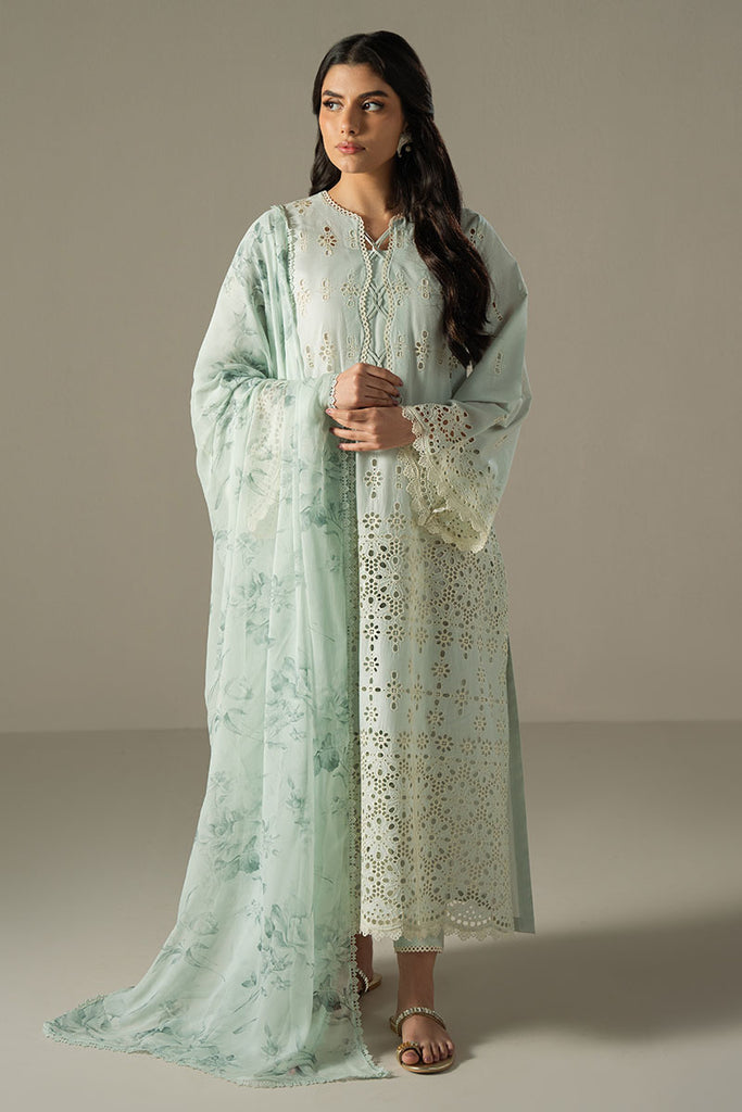 Cross Stitch Chikankari Lawn Unstitched 3Pc Suit D-01 BLUE AURA