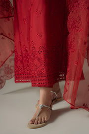 Cross Stitch Chikankari Lawn Unstitched 3Pc Suit D-10 CARMINE GRIS
