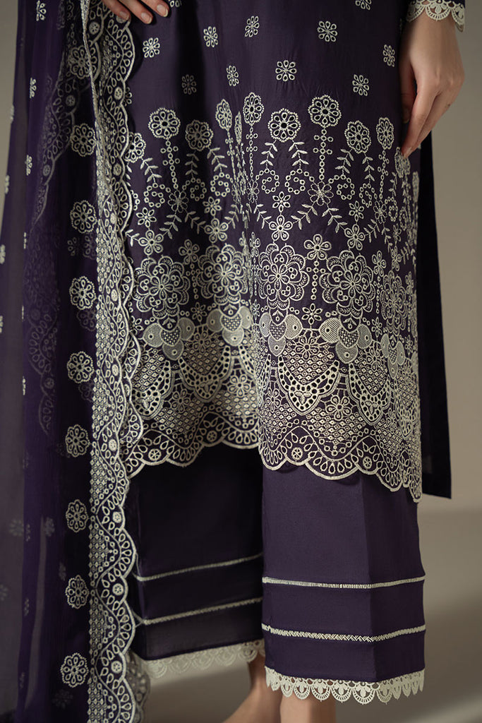 Cross Stitch Chikankari Lawn Unstitched 3Pc Suit D-09 INDIGO ROYAL