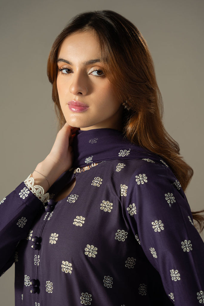 Cross Stitch Chikankari Lawn Unstitched 3Pc Suit D-09 INDIGO ROYAL