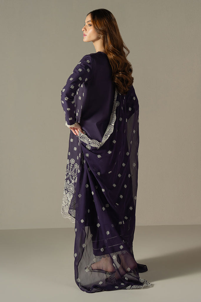 Cross Stitch Chikankari Lawn Unstitched 3Pc Suit D-09 INDIGO ROYAL