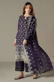 Cross Stitch Chikankari Lawn Unstitched 3Pc Suit D-09 INDIGO ROYAL