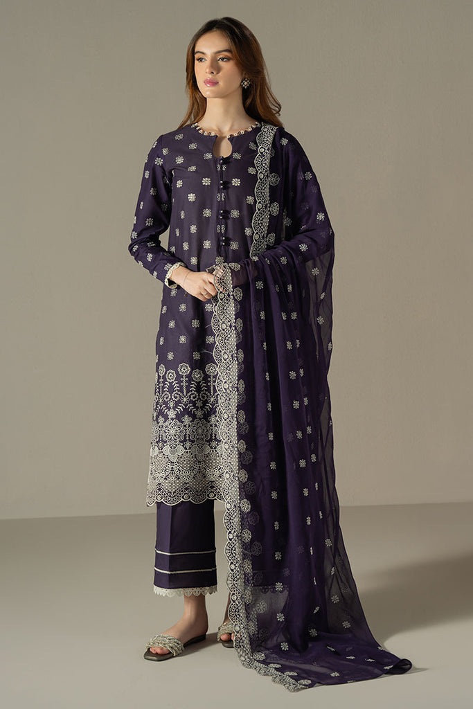 Cross Stitch Chikankari Lawn Unstitched 3Pc Suit D-09 INDIGO ROYAL