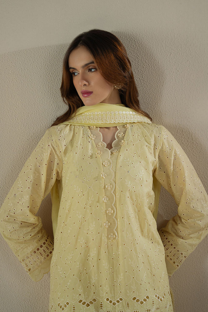 Cross Stitch Chikankari Lawn Unstitched 3Pc Suit D-02 LEMON ZEST