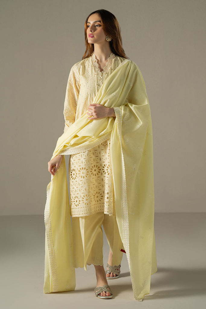 Cross Stitch Chikankari Lawn Unstitched 3Pc Suit D-02 LEMON ZEST