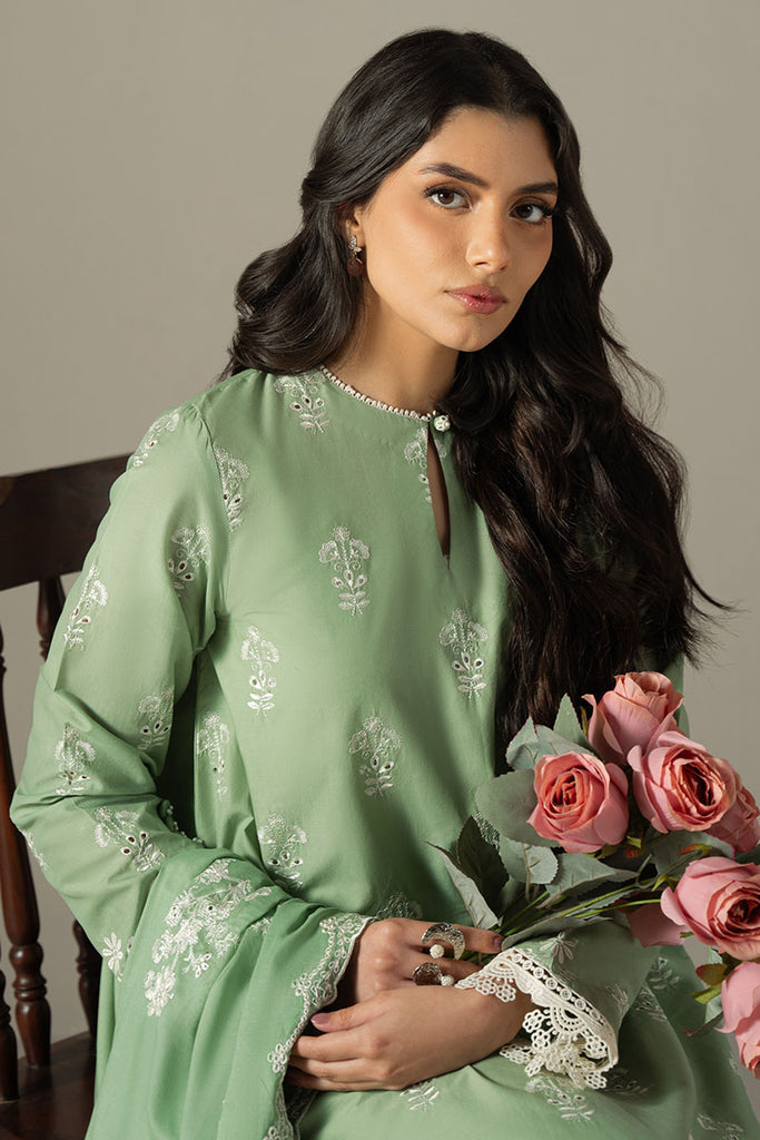 Cross Stitch Chikankari Lawn Unstitched 3Pc Suit D-06 SAGE GARDEN