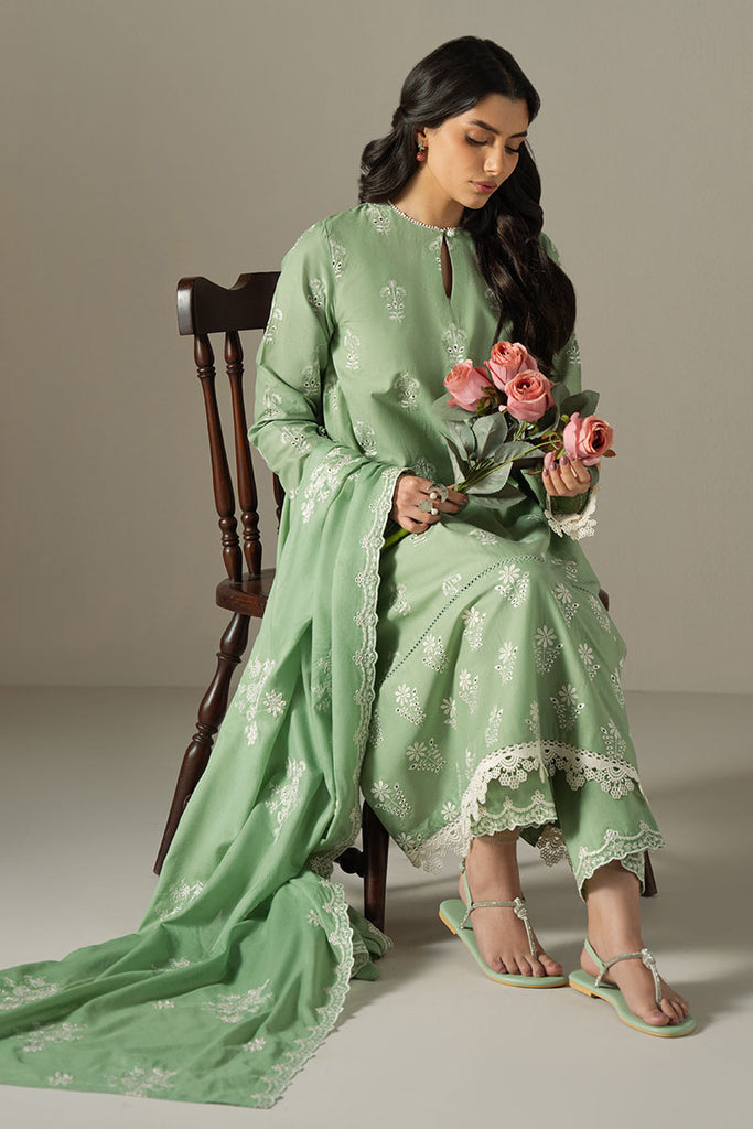 Cross Stitch Chikankari Lawn Unstitched 3Pc Suit D-06 SAGE GARDEN