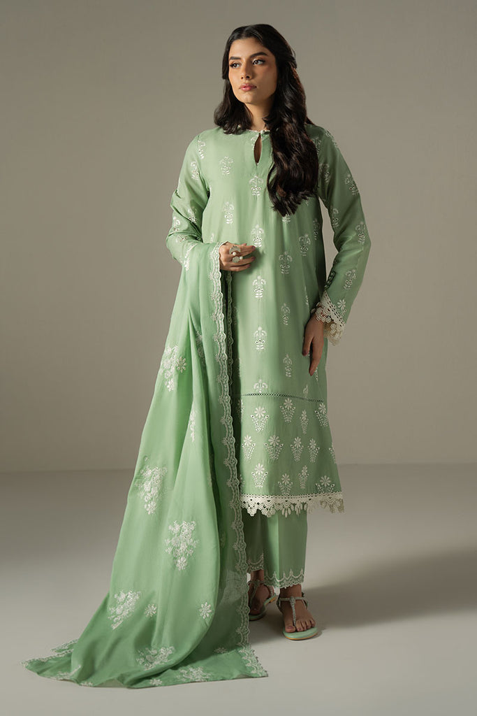 Cross Stitch Chikankari Lawn Unstitched 3Pc Suit D-06 SAGE GARDEN