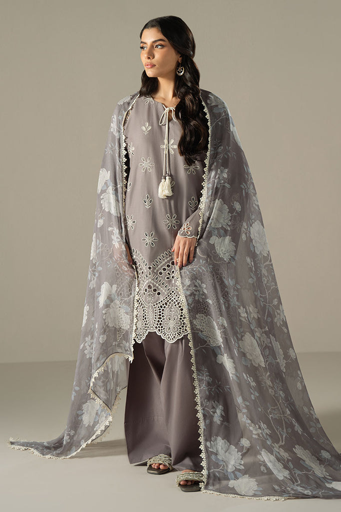 Cross Stitch Chikankari Lawn Unstitched 3Pc Suit D-08 WHISPER ASH