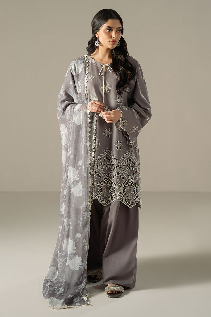Cross Stitch Chikankari Lawn Unstitched 3Pc Suit D-08 WHISPER ASH