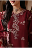 Cross Stitch Premium Embroidered Lawn Unstitched 3Pc Suit D-01 CRIMSON DRAPE