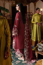 Cross Stitch Premium Embroidered Lawn Unstitched 3Pc Suit D-01 CRIMSON DRAPE