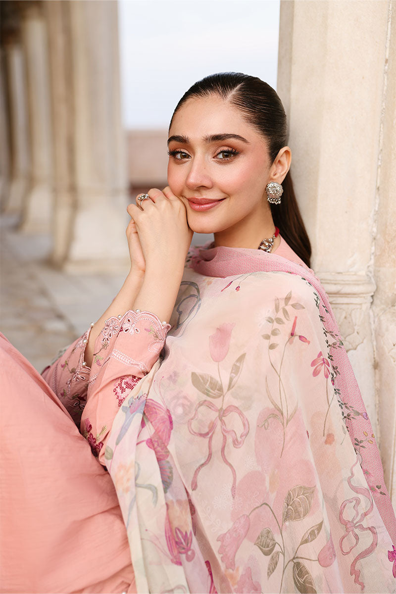Cross Stitch Premium Embroidered Lawn Unstitched 3Pc Suit D-02 DUSKY ROSE