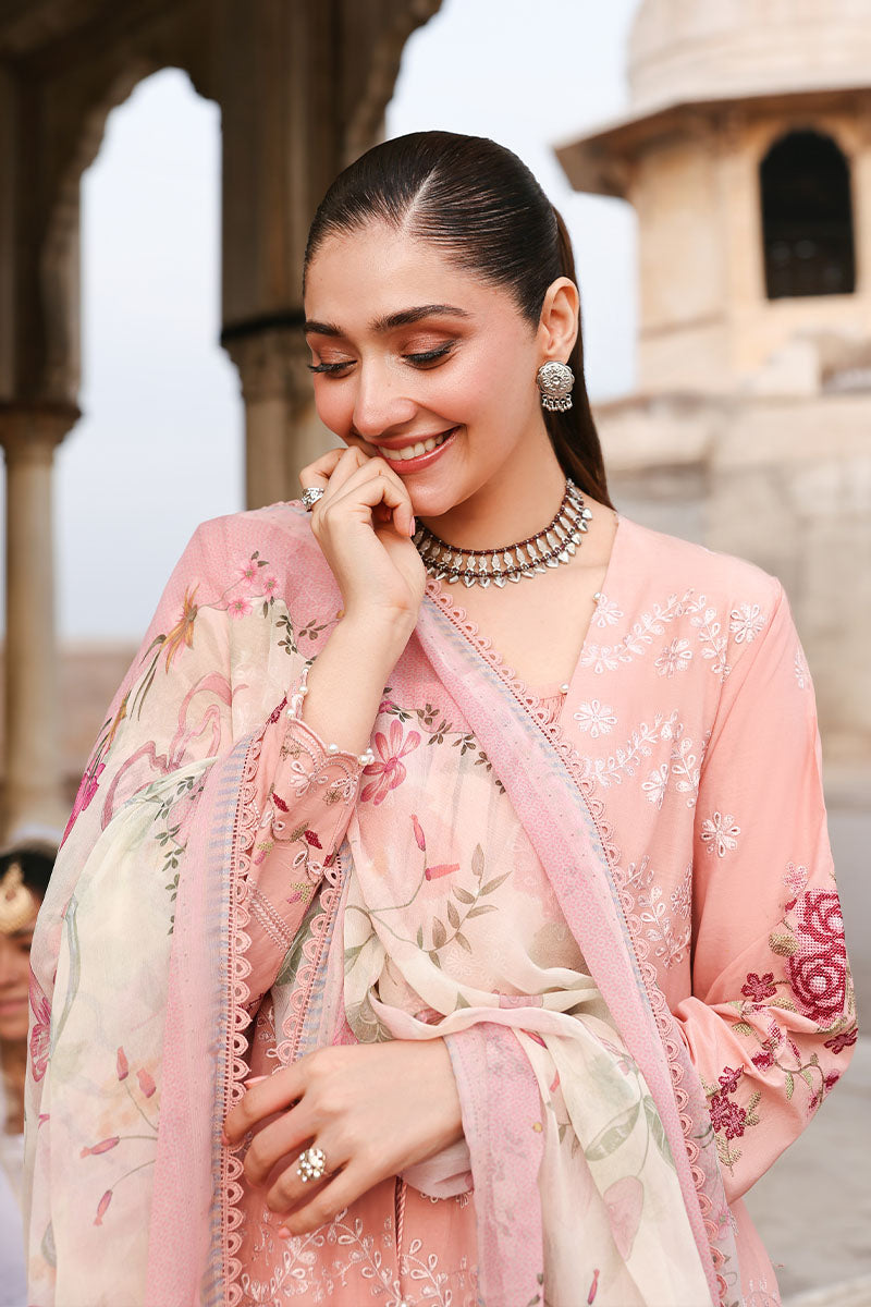 Cross Stitch Premium Embroidered Lawn Unstitched 3Pc Suit D-02 DUSKY ROSE