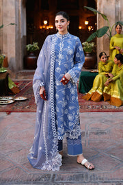 Cross Stitch Premium Embroidered Lawn Unstitched 3Pc Suit D-03 ETHNIC BLUE