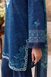 Cross Stitch Premium Embroidered Lawn Unstitched 3Pc Suit D-17 PRUSSIAN WAVES