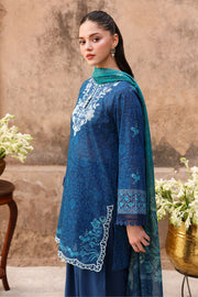 Cross Stitch Premium Embroidered Lawn Unstitched 3Pc Suit D-17 PRUSSIAN WAVES