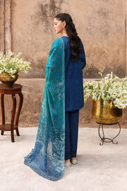 Cross Stitch Premium Embroidered Lawn Unstitched 3Pc Suit D-17 PRUSSIAN WAVES