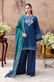 Cross Stitch Premium Embroidered Lawn Unstitched 3Pc Suit D-17 PRUSSIAN WAVES